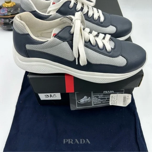 Men’s Prada America’s cup blue/silver sneakers size 6 fit seven US made in Italy - Picture 7 of 14